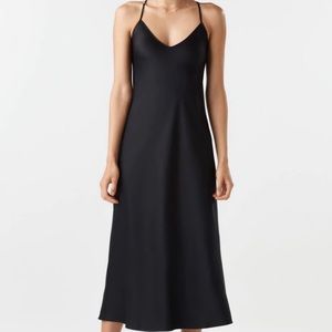 Vetta Black Satin Slip Dress Size M
